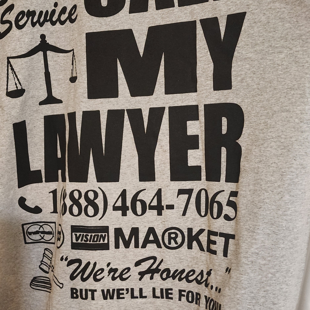 NWT Chinatown Market Call My Lawyer T-Shirt GRAY  Graphic Streetwear Sz XXL NWT